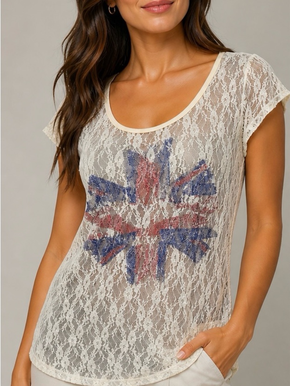 Belle Du Jour White Tee with Teal and Gold Accents